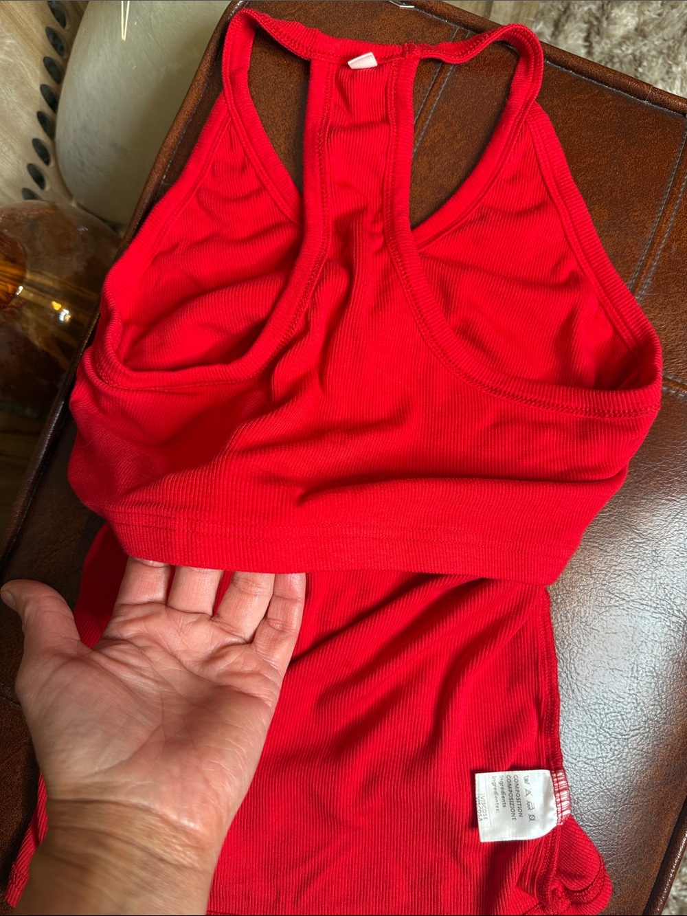Amazon Red Racerback V-Neck Tank Top - Picture 4 of 5